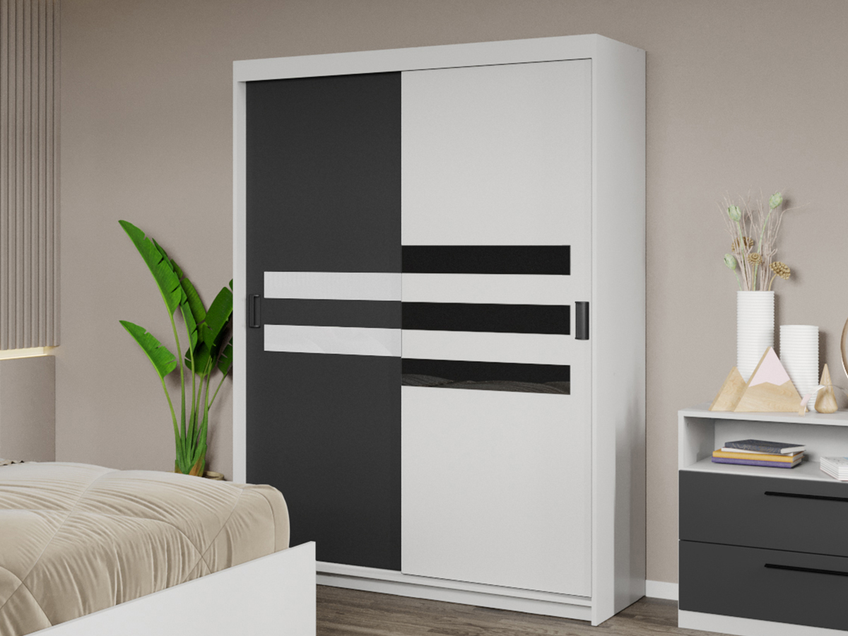 Dulap dormitor 138 Ruben Antracit/Alb