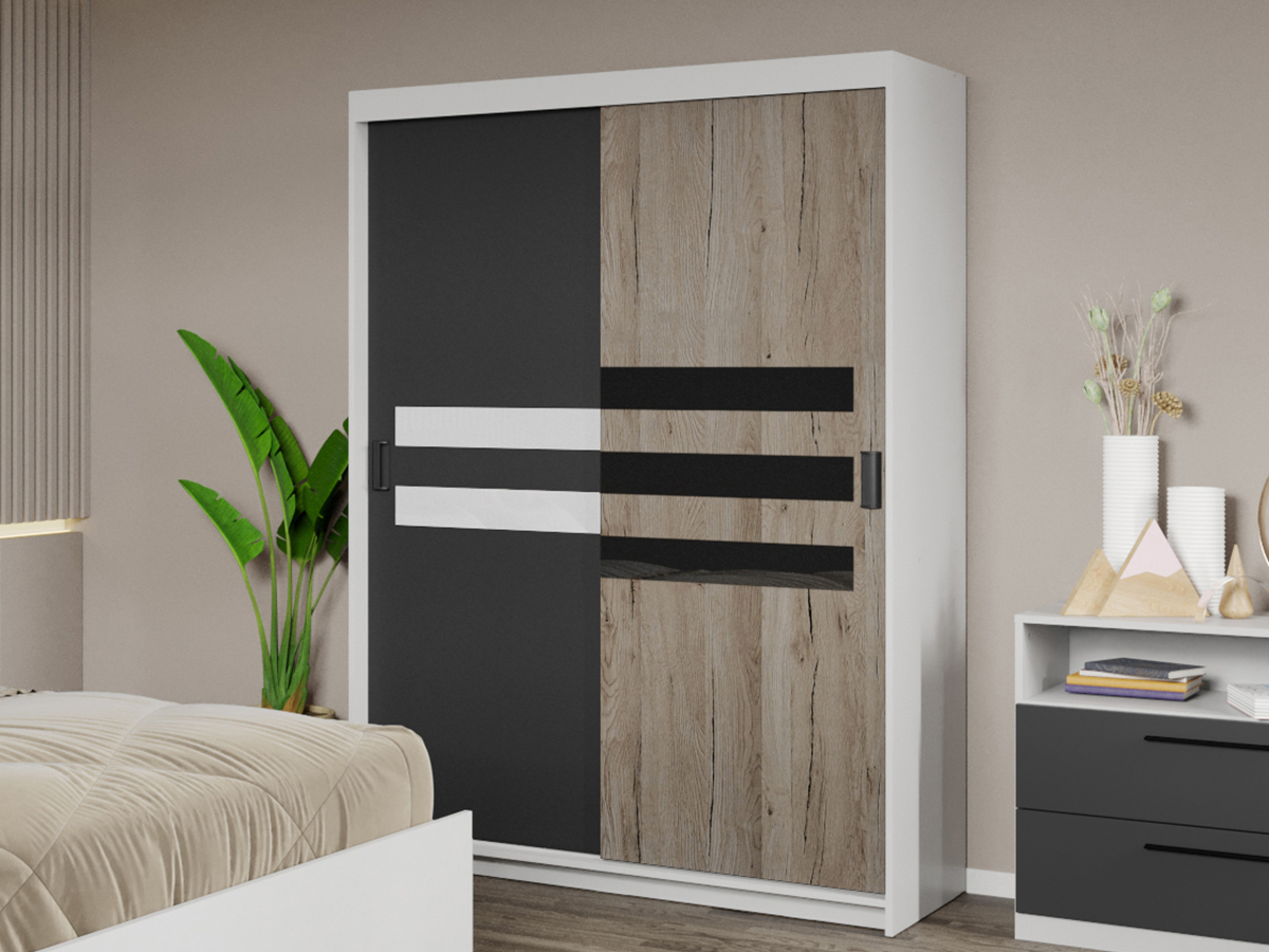 Dulap dormitor 138 Ruben Antracit/San Remo