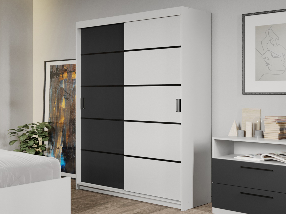 Dulap dormitor 138 Zeno Antracit/Alb