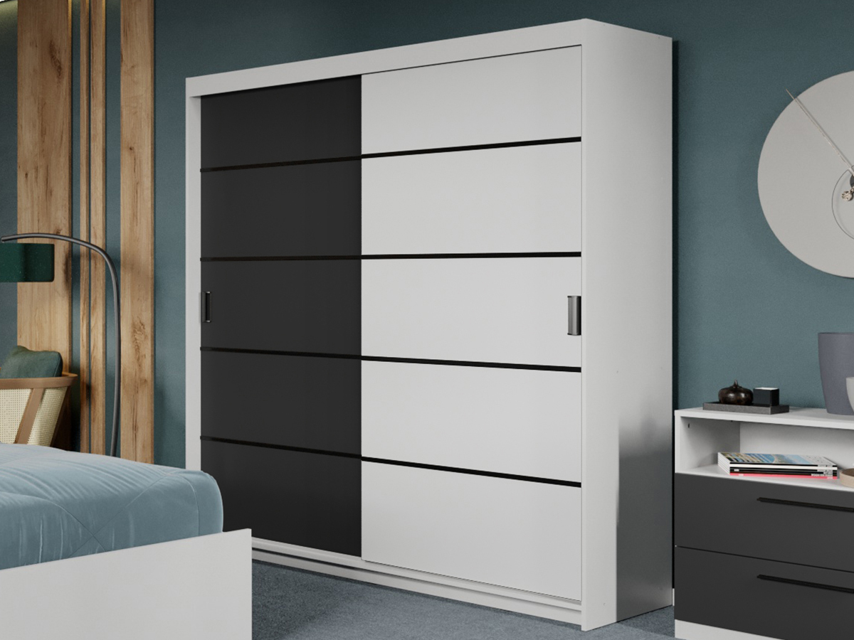 Dulap dormitor 184 Zeno Antracit/Alb