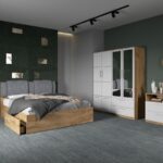 Set dormitor complet Alb/Stejar Adapto C07