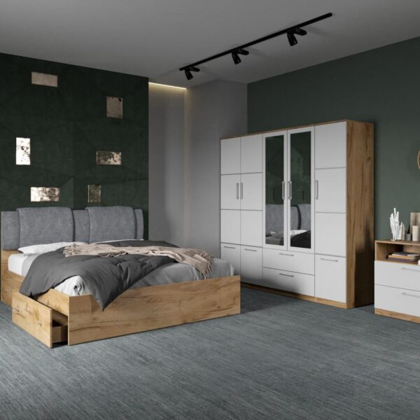 Set dormitor complet Alb/Stejar Adapto C11