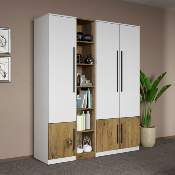 Dulap dormitor Alb+Stejar Eclipse C11