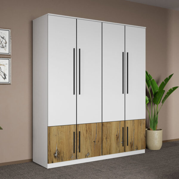 Dulap dormitor Alb+Stejar Eclipse C05