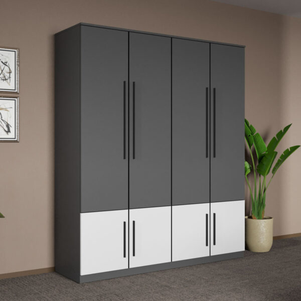 Dulap dormitor Gri+Alb Shape C04