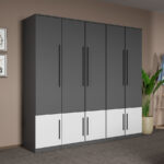 Dulap dormitor Gri+Alb Shape C05