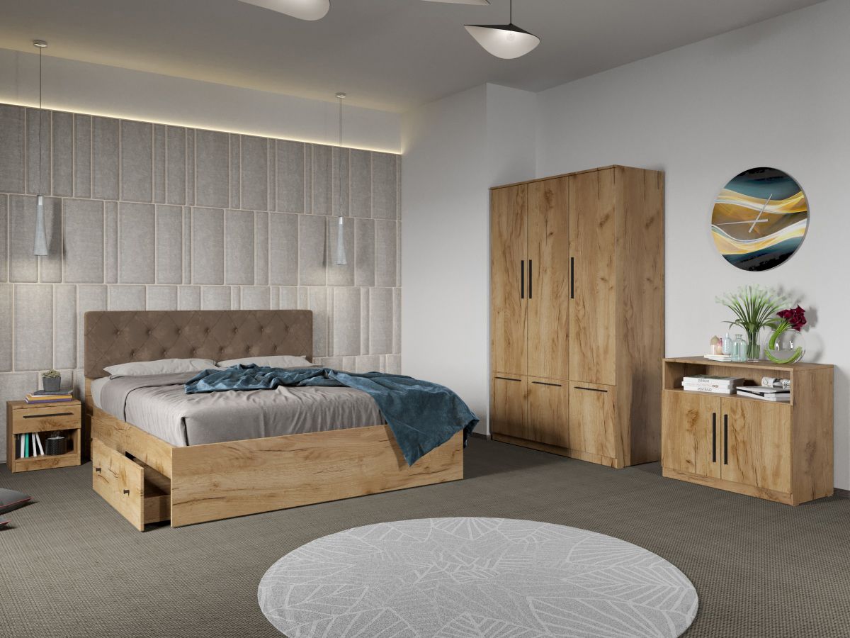 Set dormitor complet Stejar Levi C01 Set dormitor complet Stejar Levi C01
