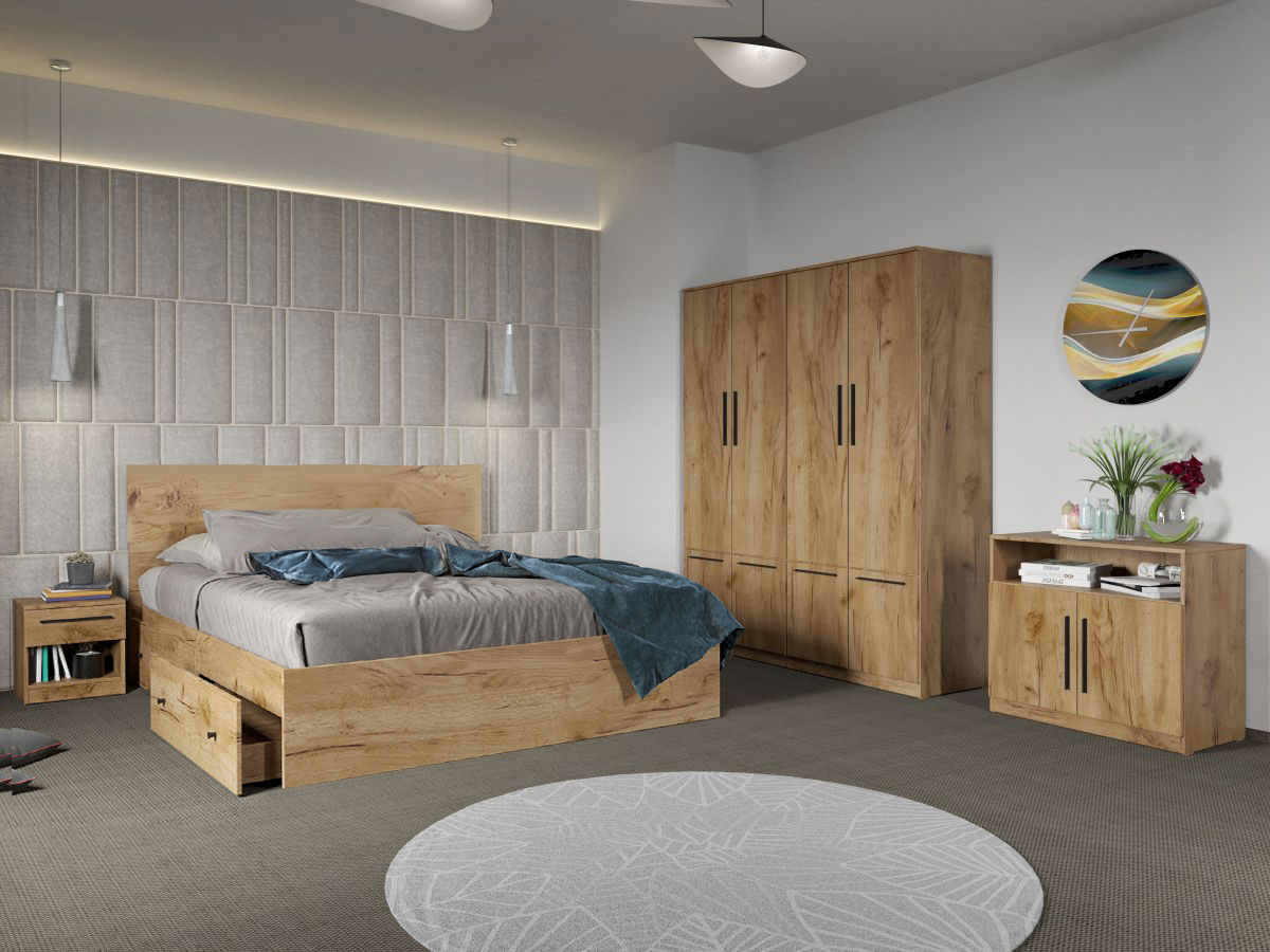 Set dormitor complet Stejar Levi C05 Set dormitor complet Stejar Levi C05