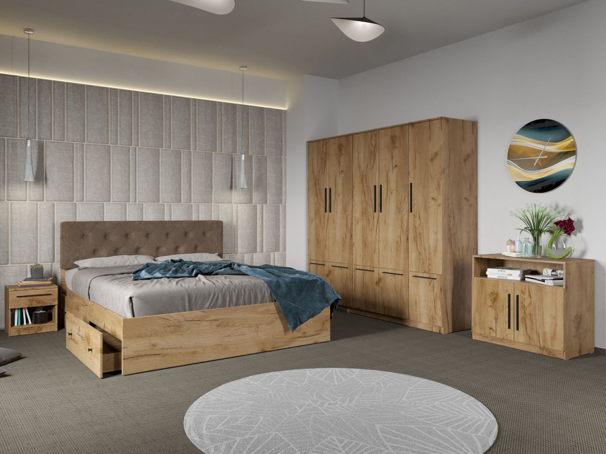Set dormitor complet Stejar Levi C09 Set dormitor complet Stejar Levi C09