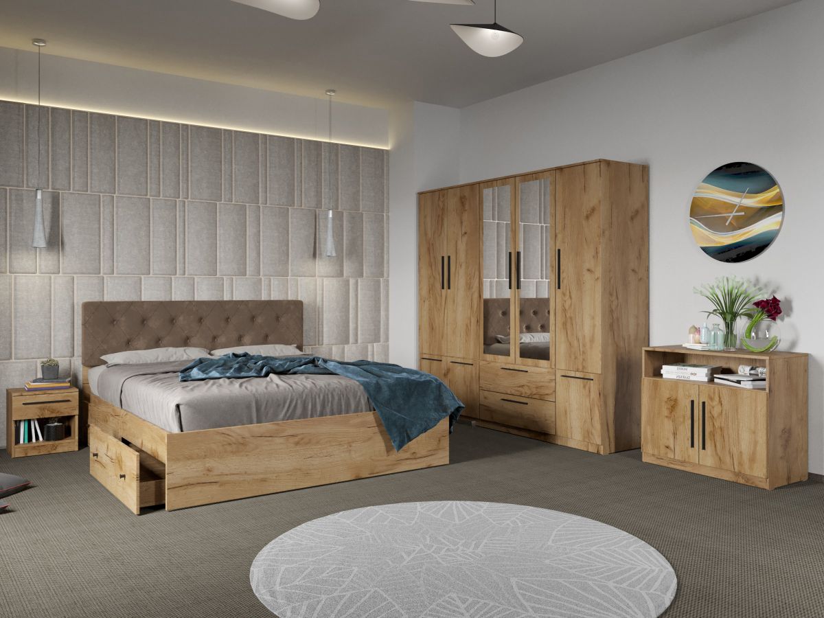 Set dormitor complet Stejar Levi C11 Set dormitor complet Stejar Levi C11