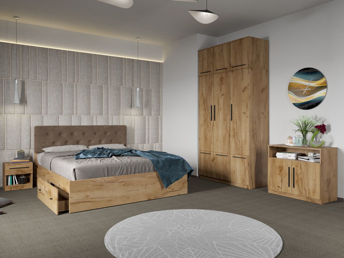 Set dormitor complet Stejar Levi C17 Set dormitor complet Stejar Levi C17