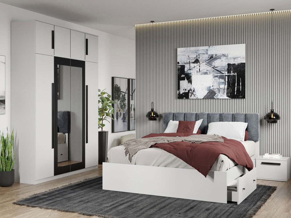 Set mobila dormitor 4 piese Alb Nude C03
