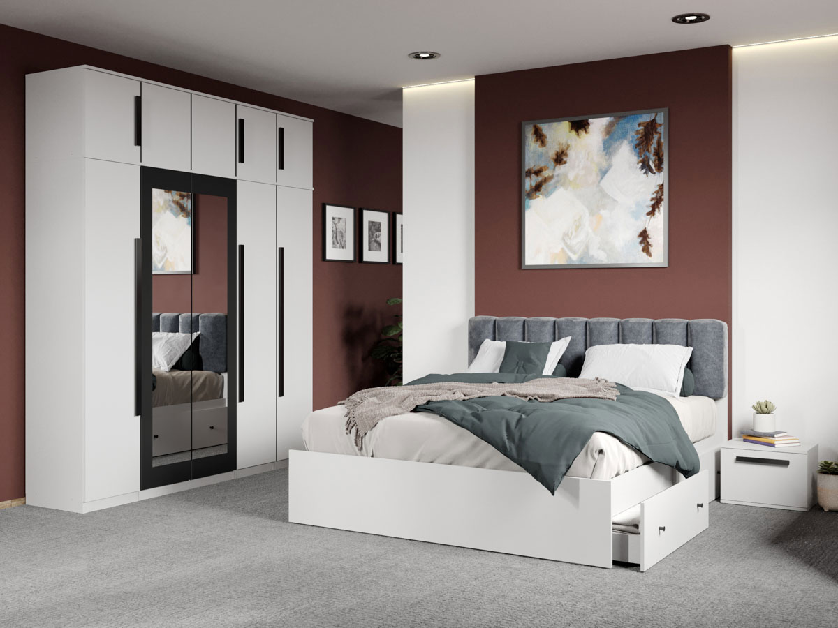 Set mobila dormitor 4 piese Alb Nude C15