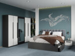 Set mobila dormitor 4 piese Alb/Gri antracit Oasis C12