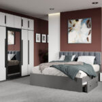 Set mobila dormitor 4 piese Alb/Gri antracit Oasis C15