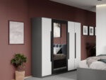 Set mobila dormitor 4 piese Alb/Gri antracit Oasis C16 - imagine 2