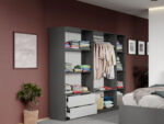 Set mobila dormitor 4 piese Alb/Gri antracit Oasis C16 - imagine 4