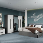 Set mobila dormitor complet Alb/Gri antracit Oasis C10