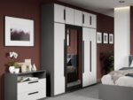Set mobila dormitor complet Alb/Gri antracit Oasis C13 - imagine 2