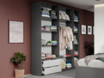 Set mobila dormitor complet Alb/Gri antracit Oasis C13 - imagine 4