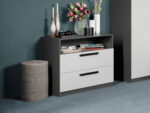 Set mobila dormitor complet Alb/Gri antracit Oasis C13 - imagine 7