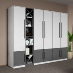 Dulap dormitor Alb+Gri Storm C08