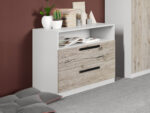 Set mobila dormitor complet Alb/Lemn Riveri C13 - imagine 7