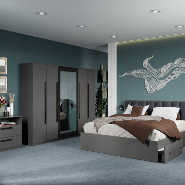 Set mobila dormitor complet Gri Antracit Stone C10