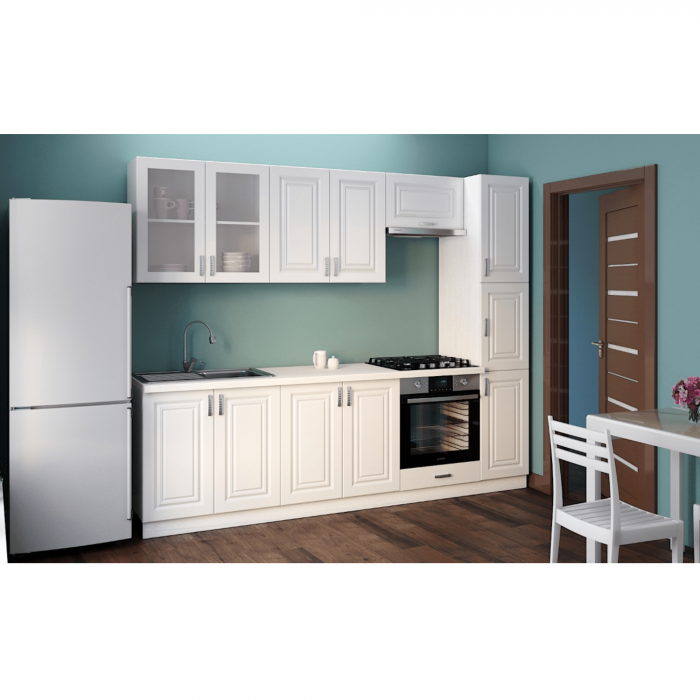 Bucatarie Elise alba 2.6m cu usi din MDF alb