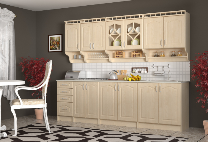 Bucatarie Korona Mebel MDF 2.6m Mesteacan