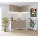 Mobila bucatarie pe colt modulara cappuccino Londra 1.8 x 1.4 m