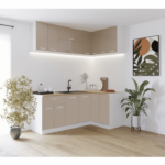 Bucatarie Londra pe colt modulara 2 x 1.2 m cappuccino