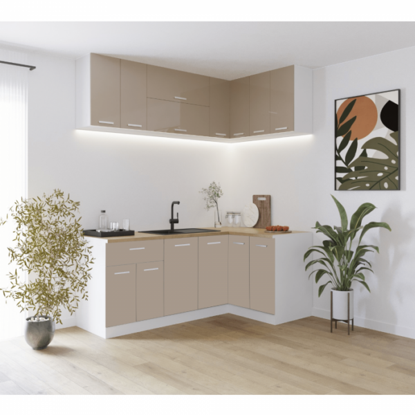 Bucatarie Londra pe colt modulara 2 x 1.2 m cappuccino