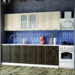 Bucatarie Milana alba cu usi din MDF crem si wenge