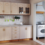 Bucatarie Tiulpan MDF 2.0m Mesteacan cu blat intreg