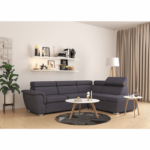 Coltar extensibil cu lada de depozitare London Style Dark Grey L shape stanga