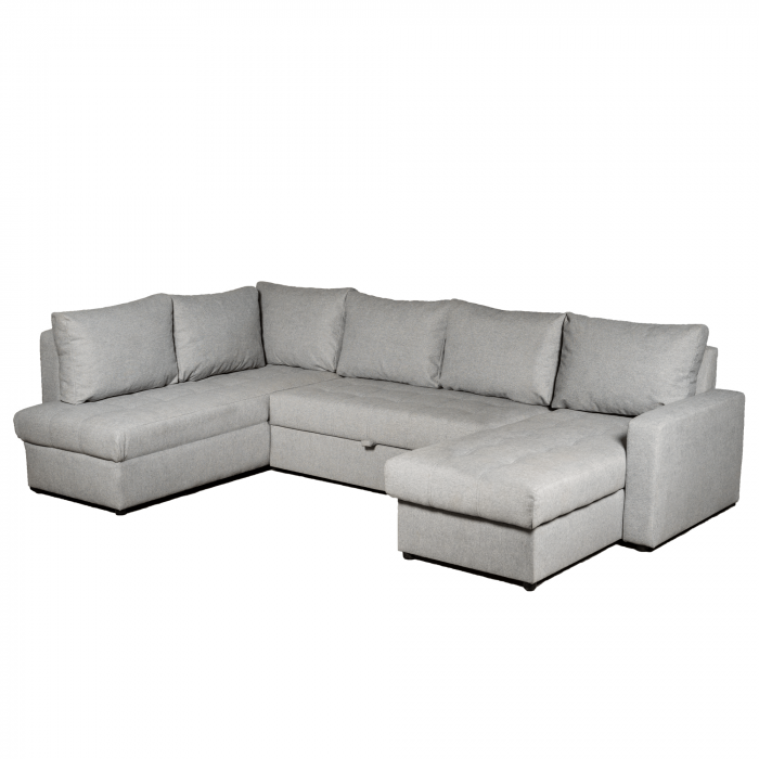 Coltar extensibil cu lada de depozitare Madrid Light Grey U shape Coltar extensibil cu lada de depozitare Madrid Light Grey U shape