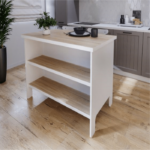 Insula bucatarie Astrid cu rafturi alb sonoma