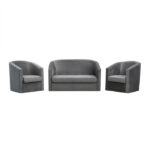 Set Fretta canapea +2 fotolii catifea Grey