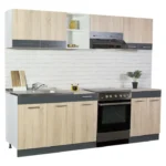 Set Mobila bucatarie Ieftina Badenmob, seria sarona 240,02x190x52cm, sonoma-antracit