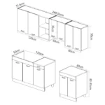 Set bucatarie Badenmob dimensiuni, seria sarona 240,02x190x52cm, sonoma-antracit