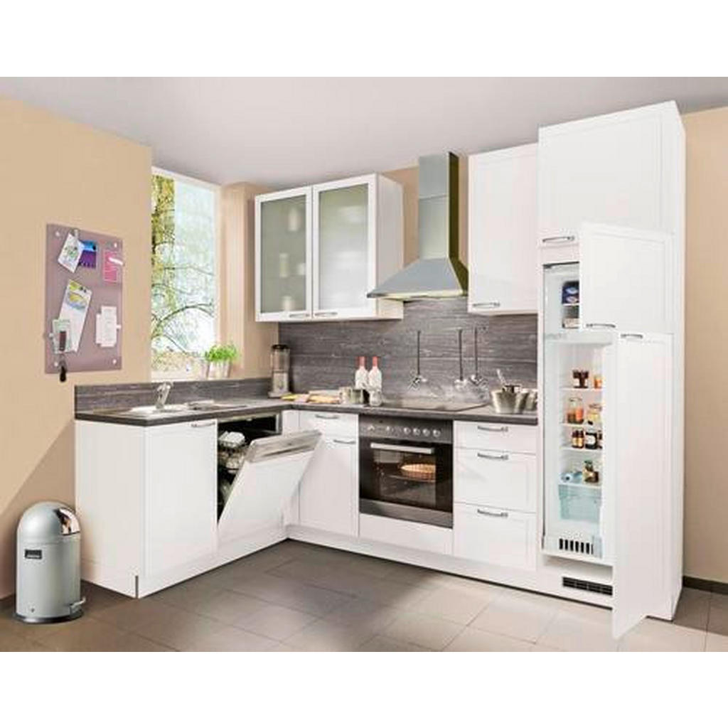 Mobila de bucatarie pe colt alba Welnova 175x275 cm