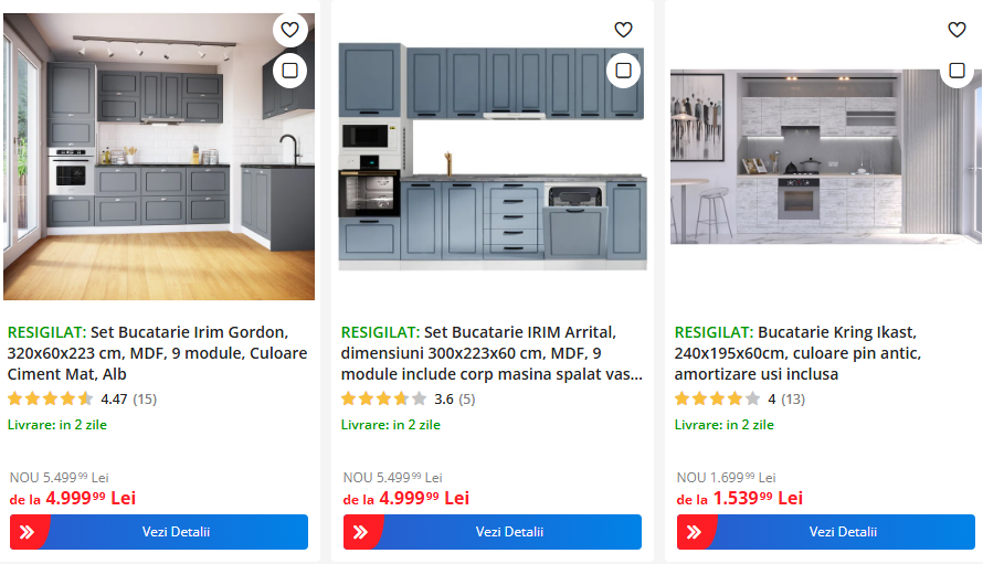 set mobila bucatarie resigilata emag