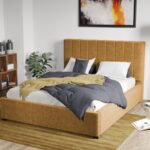 Pat Tapitat Adam cu somiera fixa Galben - Eden 11 160x200