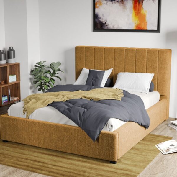 Pat Tapitat Adam cu somiera fixa Galben - Eden 11 160x200