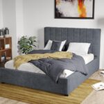 Pat Tapitat Adam cu somiera fixa Gri - Poso 22 160x200