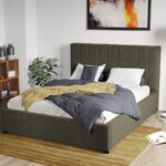 Pat Tapitat Adam cu somiera fixa Verde inchis - Eden 12 180x200