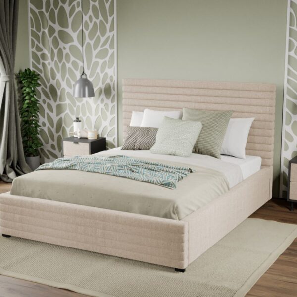 Pat Tapitat Mateo cu somiera fixa Bej - Falcone 102 160x200