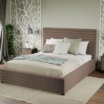 Pat Tapitat Mateo cu somiera fixa Cappuccino - Velluto 29 180x200