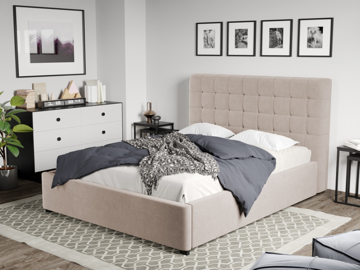 Pat Tapitat Rivo cu somiera fixa Bej-Swing 2 180x200